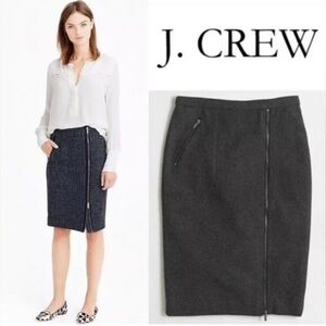 J.Crew Grey Wool Zipper Pencil Midi Skirt 12